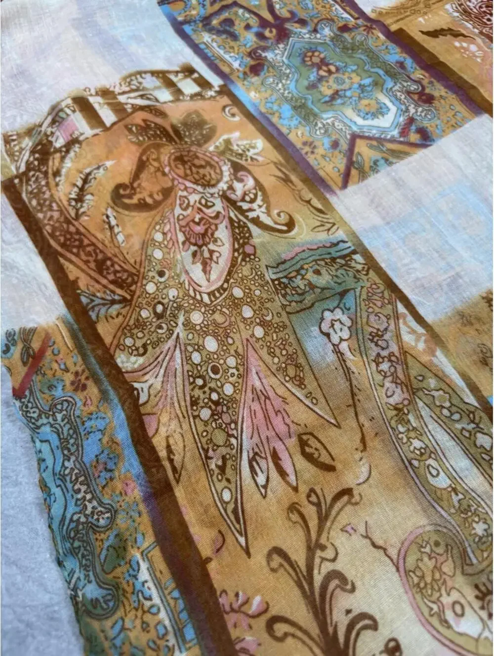 Oversized Boho Paisley Scarf 70x35 Patchwork Print Shawl Wrap